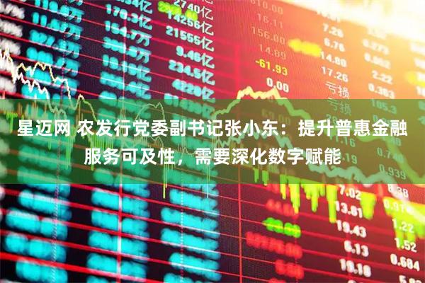 星迈网 农发行党委副书记张小东：提升普惠金融服务可及性，需要深化数字赋能