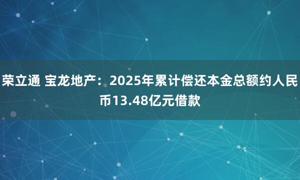 荣立通 宝龙地产：2025年累计偿还本金总额约人民币13.48亿元借款