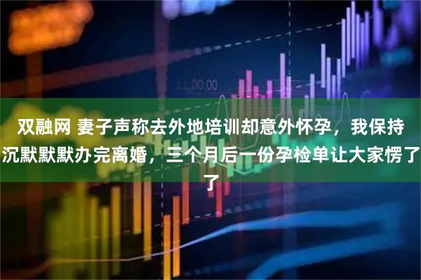 双融网 妻子声称去外地培训却意外怀孕，我保持沉默默默办完离婚，三个月后一份孕检单让大家愣了